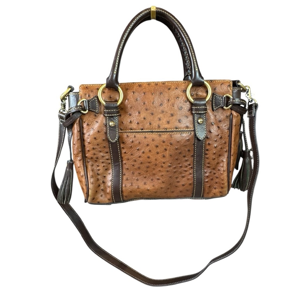 Dooney & Bourke Vintage Florentine Ostrich Medium Satchel in Cognac Brown w/ COA - Picture 2 of 13
